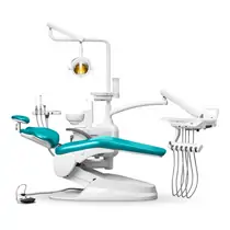 Safety C1 - стоматологическая установка, нижняя подача инструментов, цвет бирюзовый, Подача инструмента: Нижняя, Светильник: Со светильником, Цвет: бирюзовый