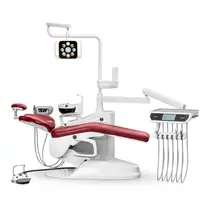 Safety M8 - стоматологическая установка, нижняя подача инструментов, цвет бордовый, Подача инструмента: Нижняя, Светильник: Со светильником, Цвет: бордовый