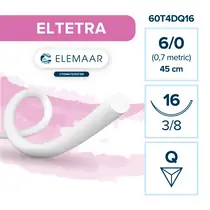 Elemaar ELTETRA 6/0 - шовный материал, 45 см, 3/8, 16 мм, обратно-режущая, 12 шт.