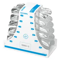 Asa Dental S2800-12 - ложка слепочная, набор 12 штук, с перфорацией без бортиков алюминиевая