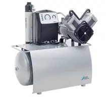 Durr Dental Duo Tandem - безмасляный компрессор для 2 установок, c осушителем, с ресивером 50 литров, 115 л/мин, с 1 агрегатом, 400V, без шкафа, Шумопоглощающий шкаф: Без шкафа, Вольт/Гц: 400, Агрегат: 1